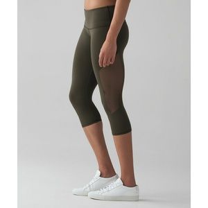 Lululemon Reveal Crop Olive Green